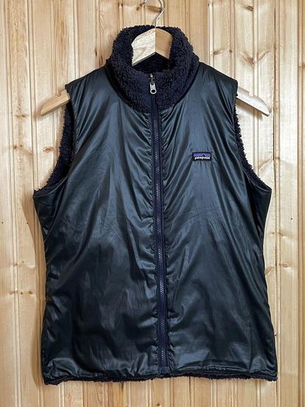 Patagonia Vest Womens M 'Los Lobos' Gray Deep Pile Fleece Purple Reversible - Picture 3 of 12